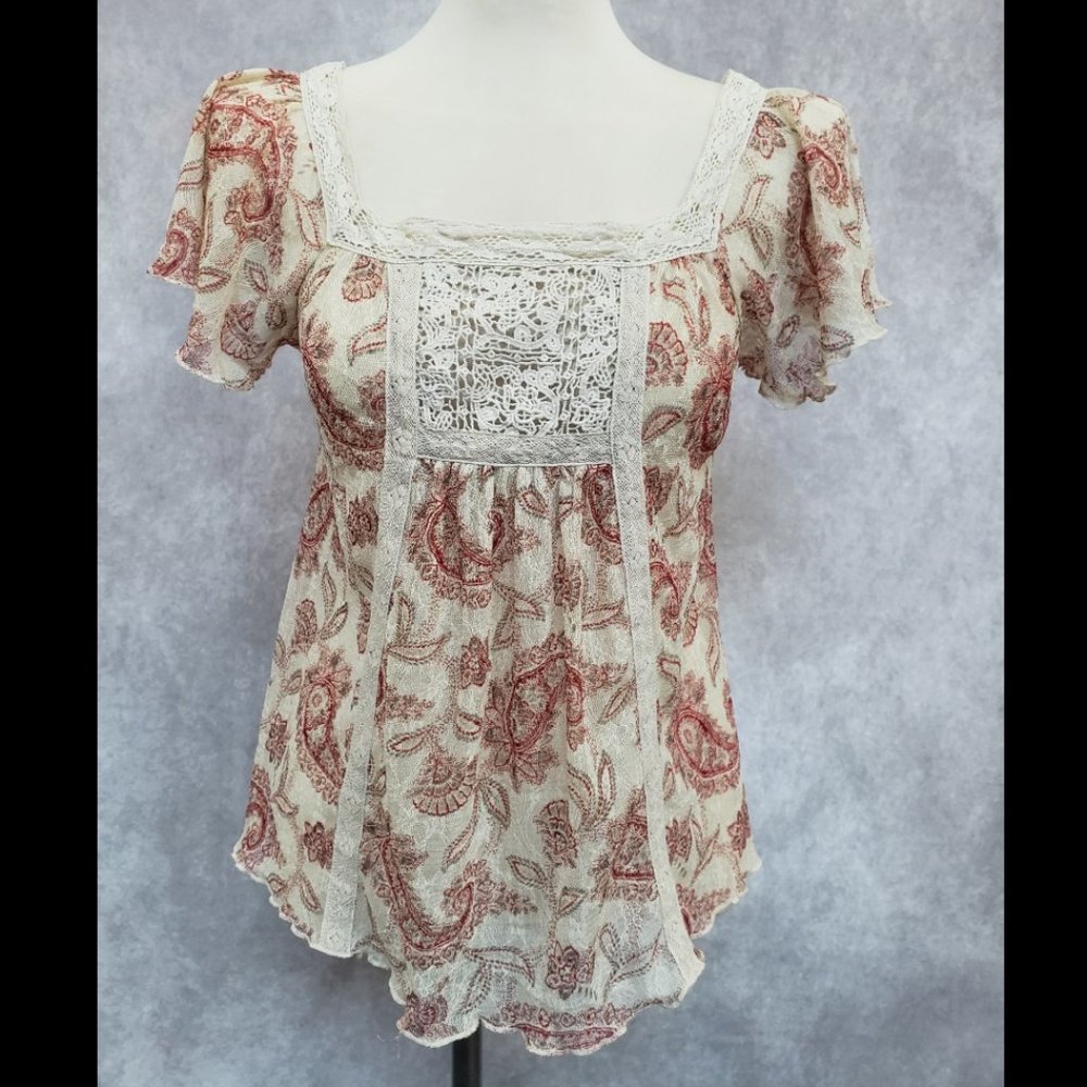 DENIM & SUPPLY by RALPH LAUREN  Short Sleeve Peasant Blouse, Size S/P
